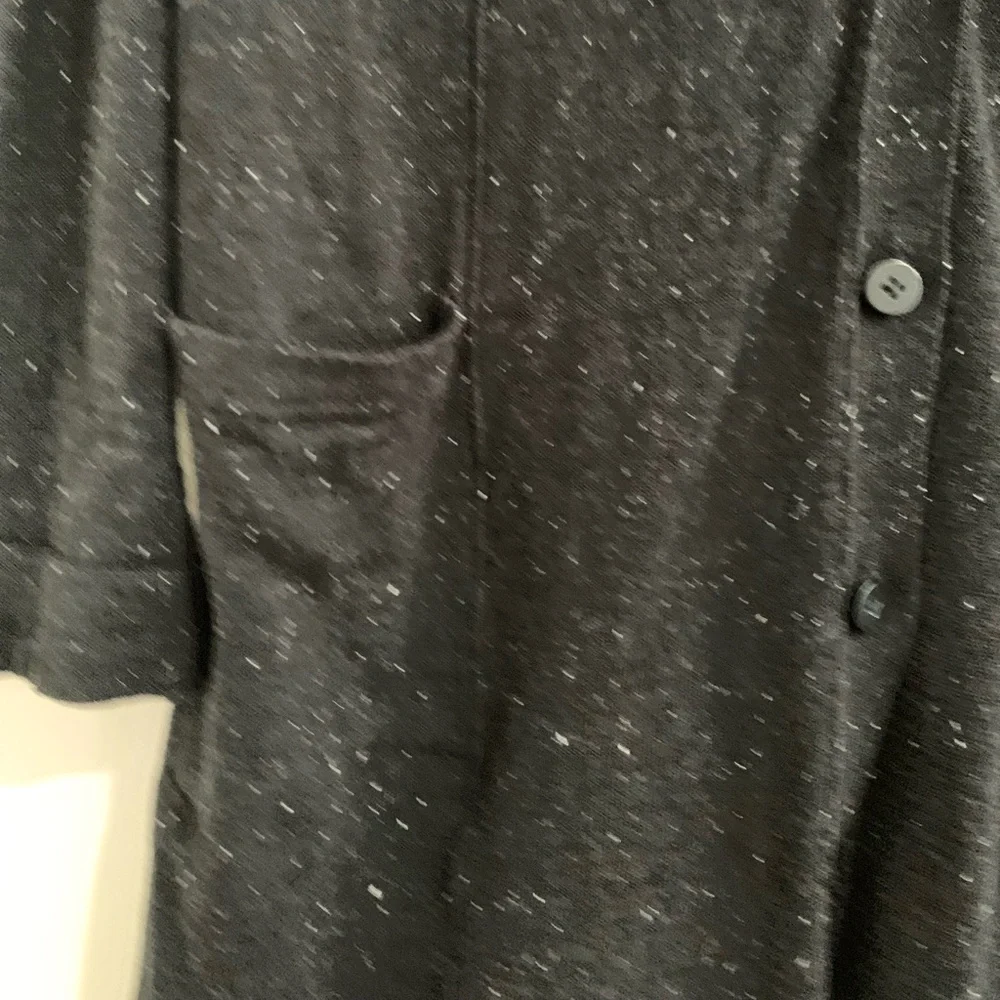 J.Jill Longline Cardigan W/Front Pockets Black Speckle Size Large Petite Cozy